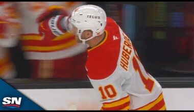 Flames' Jonathan Huberdeau Crashes The Net To Score In Season Debut