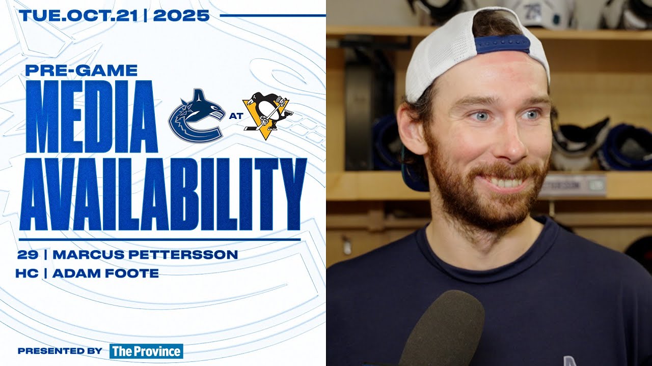 Marcus Pettersson & Head Coach Adam Foote Pre-Game Media | Canucks at Penguins (Oct 21, 2025)
