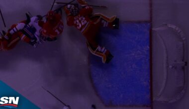 Flames' Dustin Wolf Makes A Great Save While In The Dark