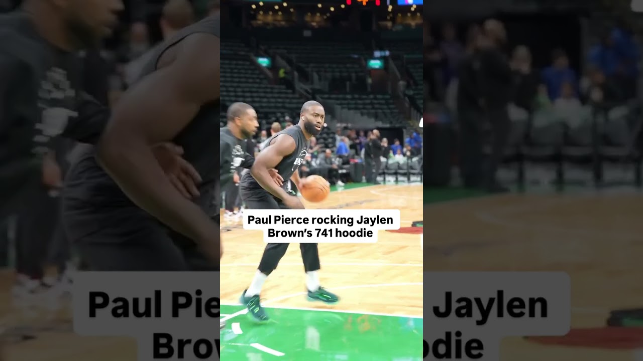 Paul Pierce is courtside taking videos of Jaylen Brown warmup  #celtics #bostoncelticsCLNS