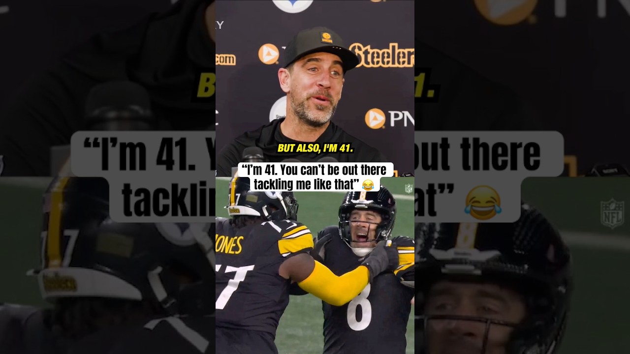 Rodgers on being tackled by Broderick Jones 😂 (via @steelers)