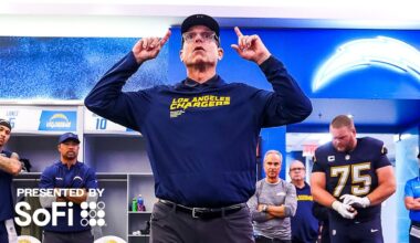 Jim Harbaugh Locker Room Victory Speech Vs Vikings | LA Chargers