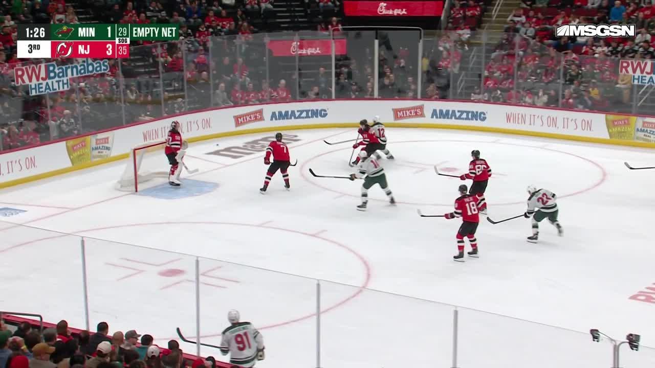 Jesper Bratt scores a goal against the Minnesota Wild