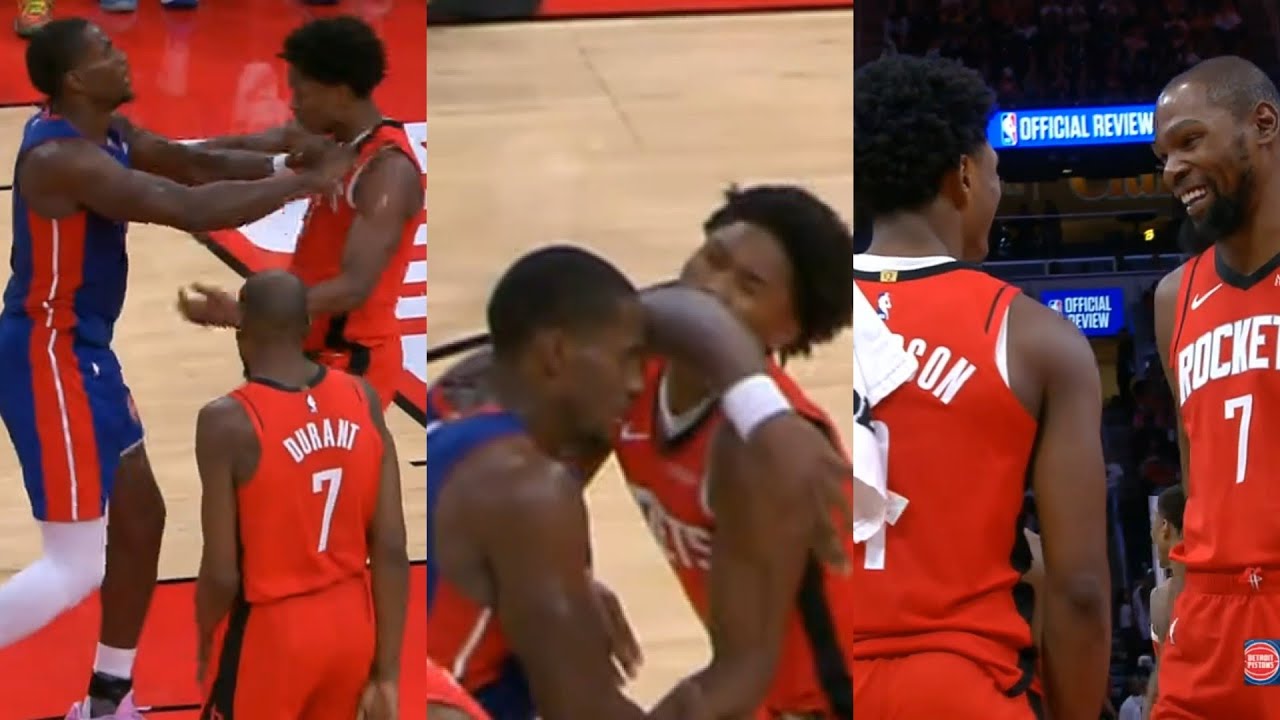 Jalen Duren shoves Amen Thompson then elbows him in face and gets ejected