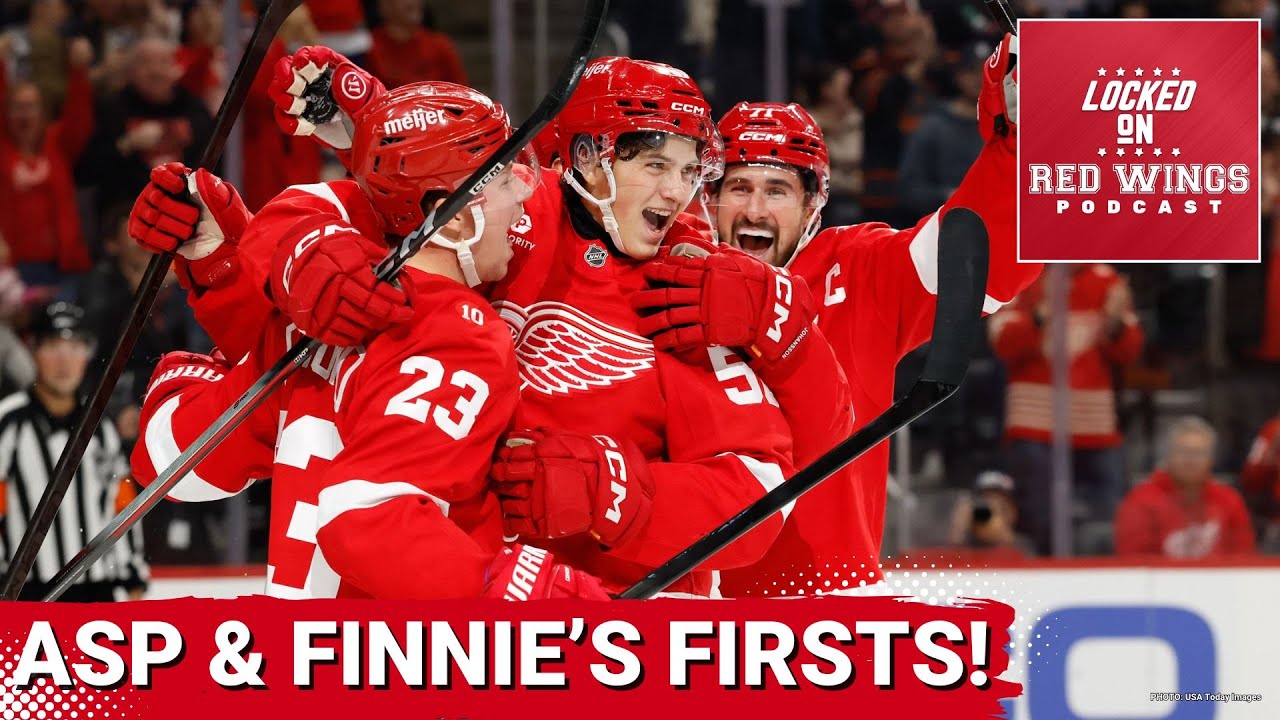 Axel Sandin-Pellikka & Emmitt Finnie score their NHL 1st as Red Wings beat both Tampa Bay & Edmonton