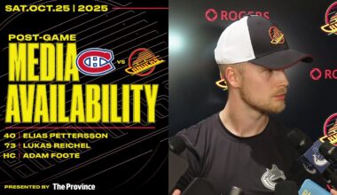 Elias Pettersson, Lukas Reichel & Adam Foote Post-Game Media | Canucks vs. Canadiens (Oct 25, 2025)