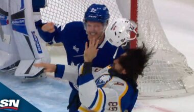 Alex Tuch Gets Dropped By Jake McCabe, Then Gets An Instigator Penalty