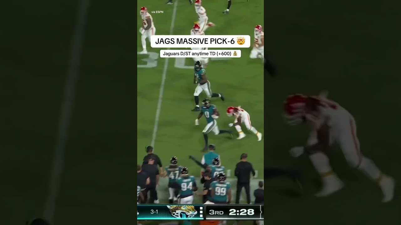 UNBELIEVABLE CASH FOR JAGS D/ST BETTORS 😳 #jaguars #chiefs #nfl #patrickmahomes #mnf