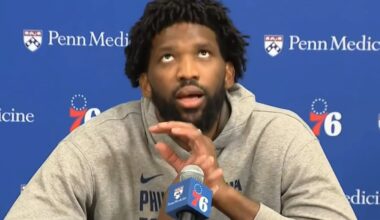 Joel Embiid reaction to 76ers playing better without him "It's been 12 years" 😂