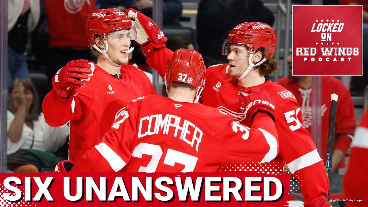 Red Wings score 6 UNANSWERED in comeback win over Blues | Alex DeBrincat finally finds twine