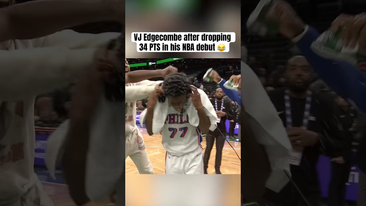 VJ wasn't ready for the postgame shower 🤣