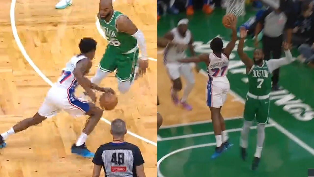 VJ Edgecombe shows he'll be a problem after explosive dunk and 14pts in 1st qtr