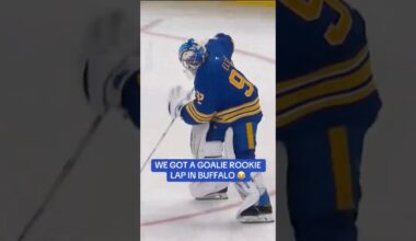 Colton Ellis gets a RARE goalie rookie lap in his NHL debut with Buffalo 😂