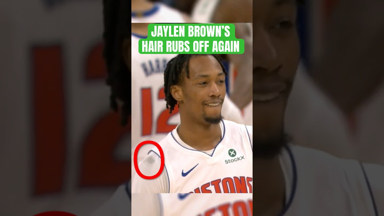 Jaylen Brown's hair rubs off on Ron Holland this time 😂 #shorts