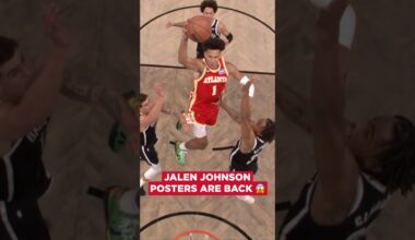 Look where he took off 😮😮 #nba #hawks #jalenjohnson #posterized #dunk