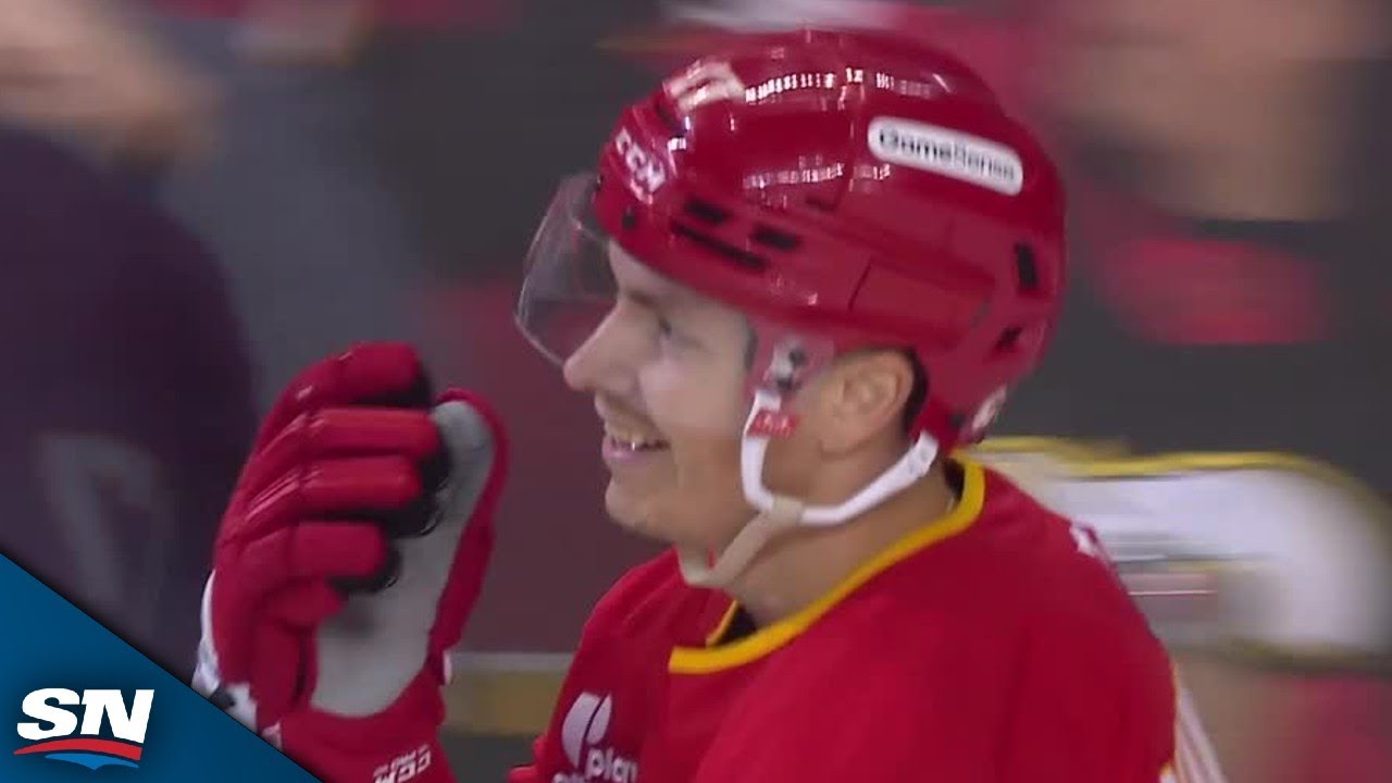 Flames' Yegor Sharangovich Squeaks One Through Igor Shesterkin