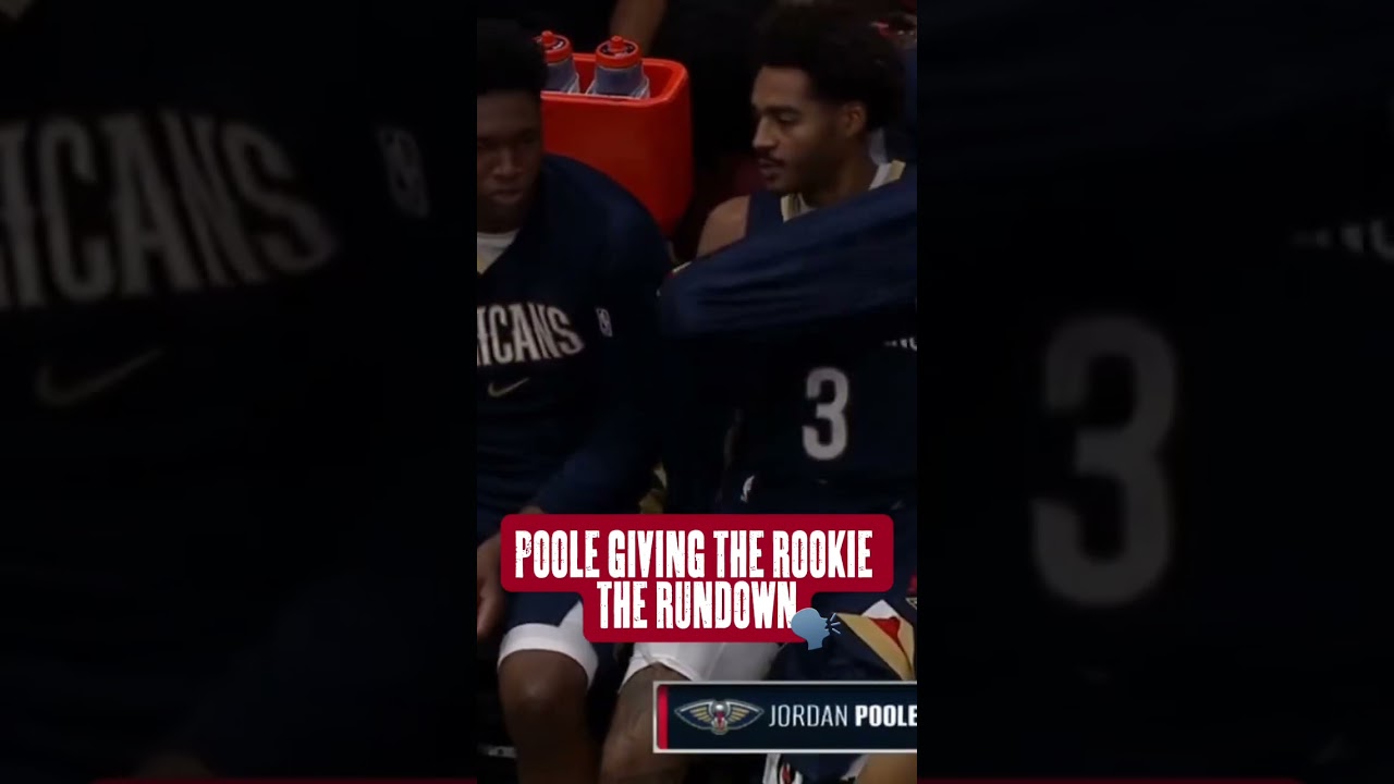 Jordan Poole giving vet wisdom to rookie Derik Queen #pelicans #nba
