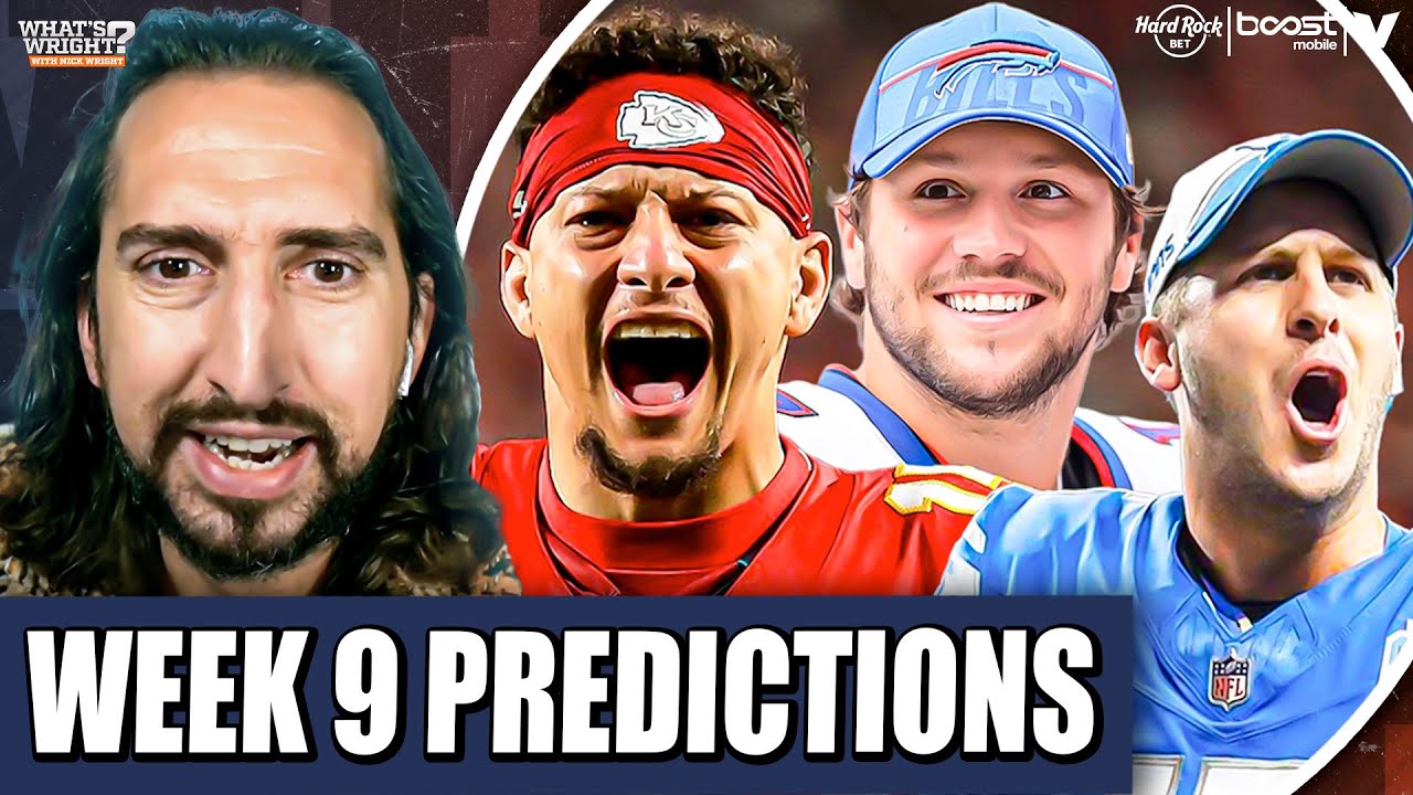 NFL Week 9 Predictions: Chiefs-Bills, Colts-Steelers, Broncos-Texans, Vikings-Lions | Nick Wright