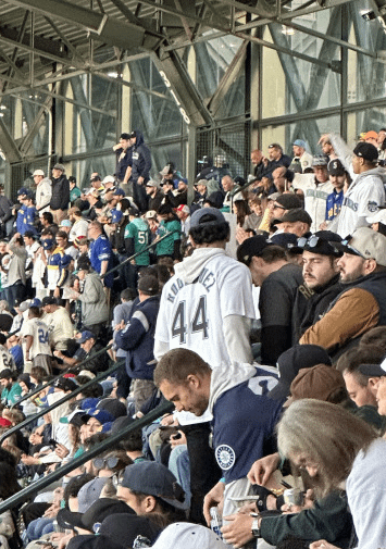 The boys were sitting in the nosebleeds for the Mariners game tonight