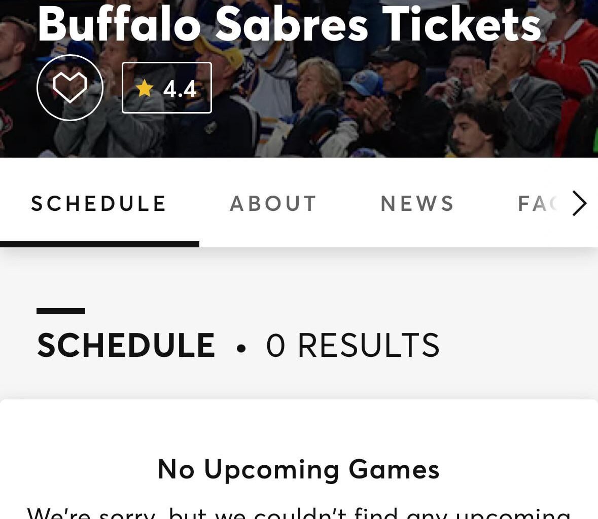 Ticketmaster cancelled the Sabres season