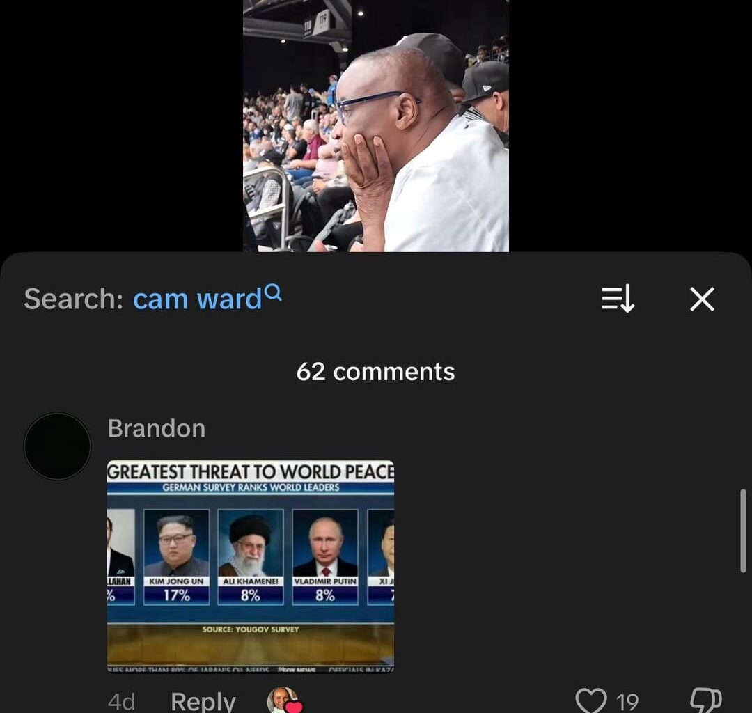 Cam Ward’s sister liked these comments on her latest Tik Tok