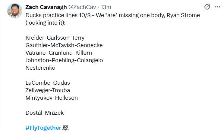 Strome will not play the opening road trip, out with a UBI