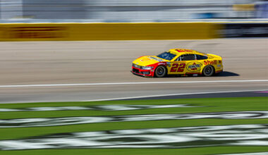 Joey Logano (22) cruises about the track for qualifying of the NASCAR Cup Series South Point 40 ...