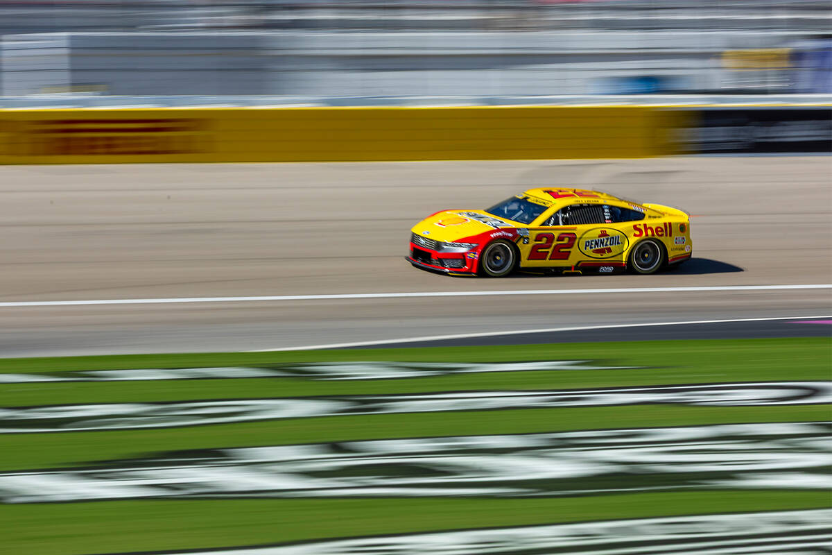 Joey Logano (22) cruises about the track for qualifying of the NASCAR Cup Series South Point 40 ...