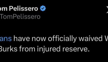 The Titans have waived Treylon Burks from IR (Pelissero)