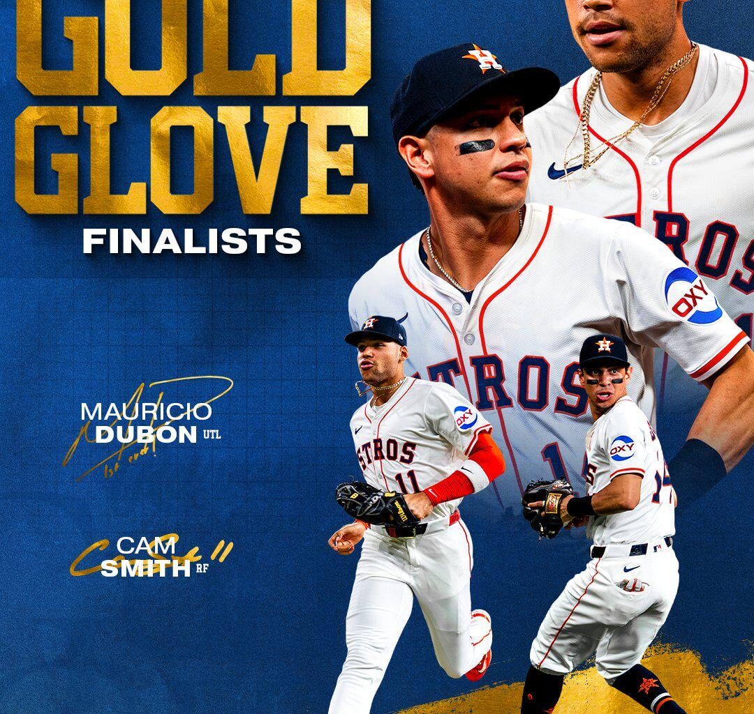 Cam Smith and Mauricio Dubón are named finalists for the 2025  Rawlings Gold Glove Awards.