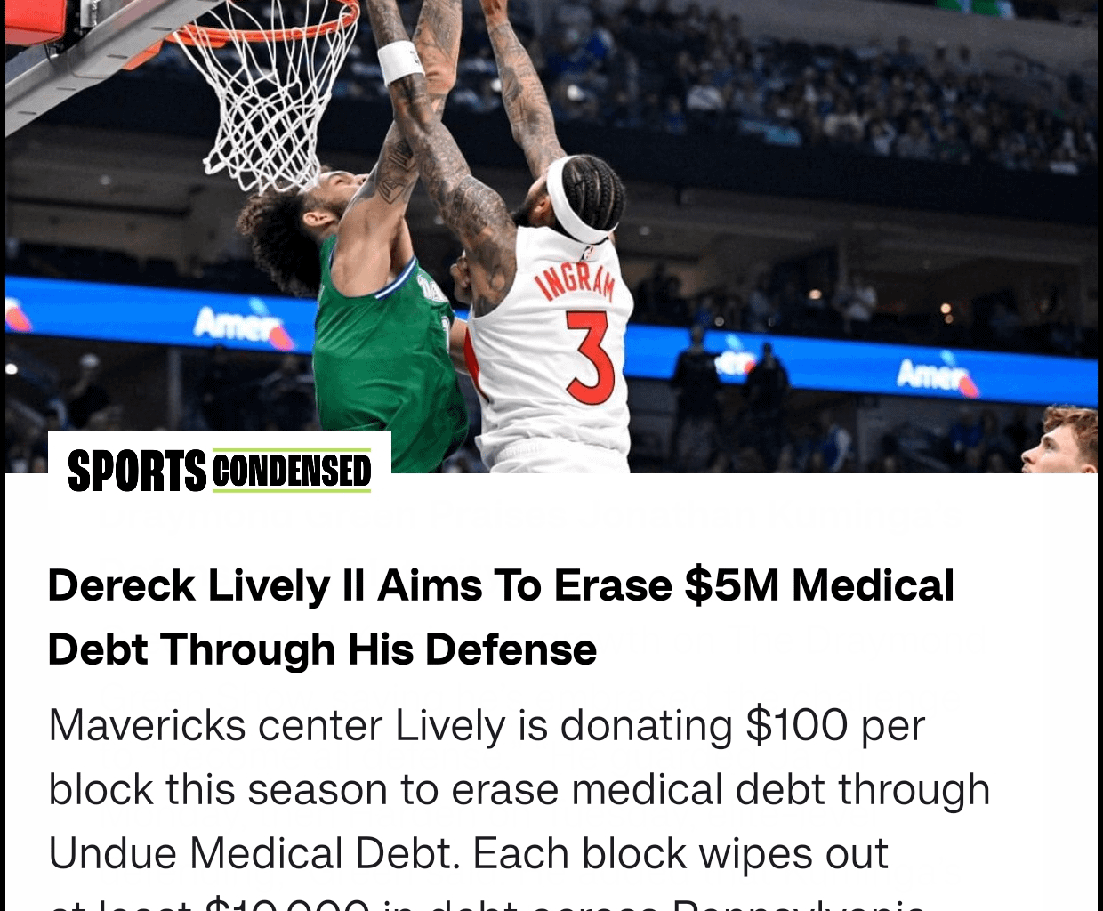 Dereck Lively Aiming To Erase $5M Medical Debt