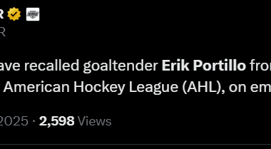 Kings recall Erik Portillo from the Ontario Reign