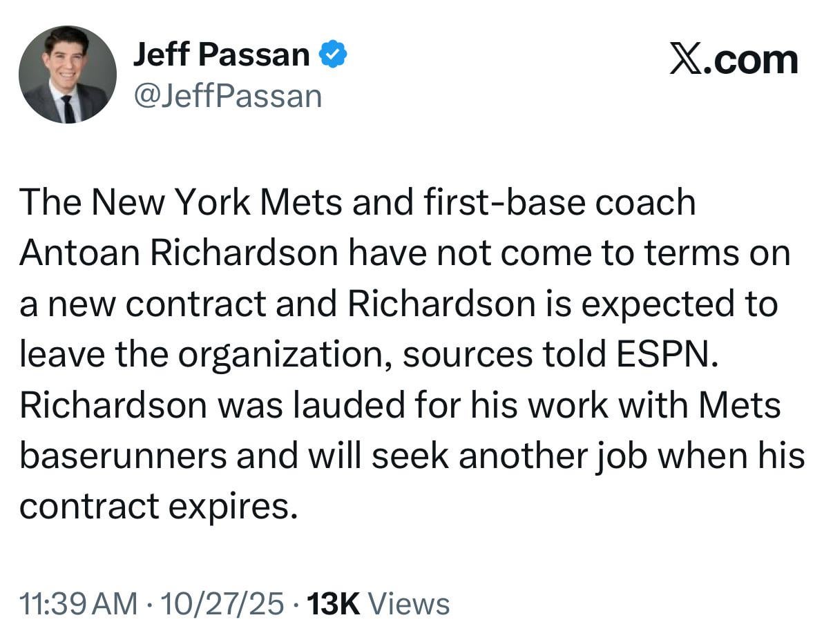Antoan leaving the Mets: via Passan.