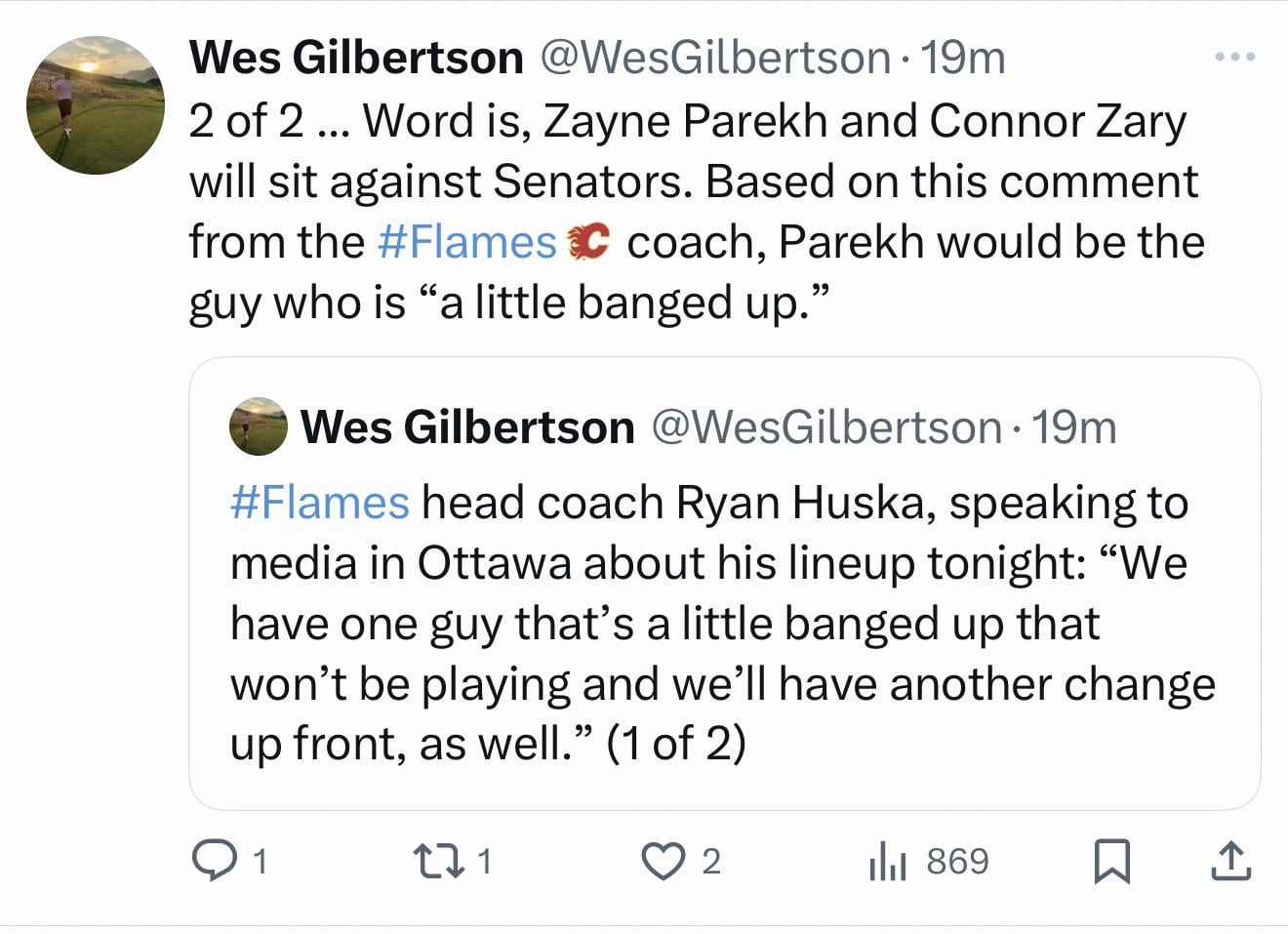 Zary and Parekh scratched, Matty in