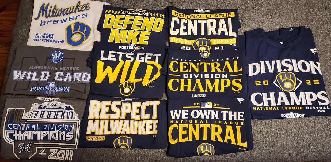 Yesterday, I got to add to my collection of all the Brewers Playoff clinching t-shirts 😁
