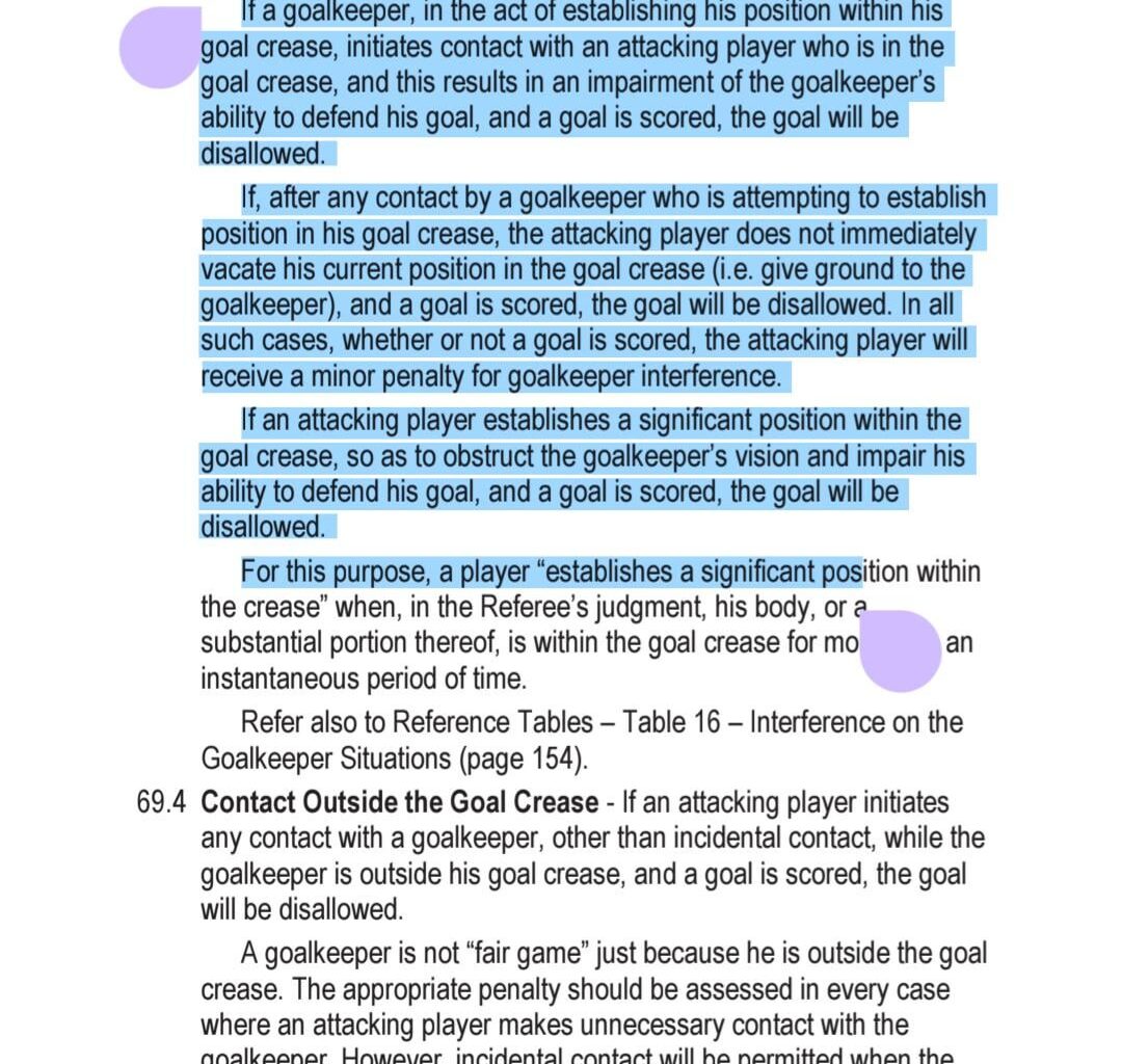 If you're confused about the GI call from last night since Freddie made contact in the crease. It doesnt matter. Stay out of the crease and you don't have these problems.