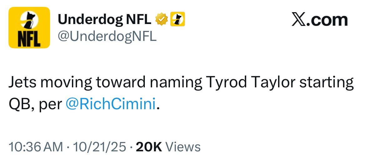 Tyrod named Starter.