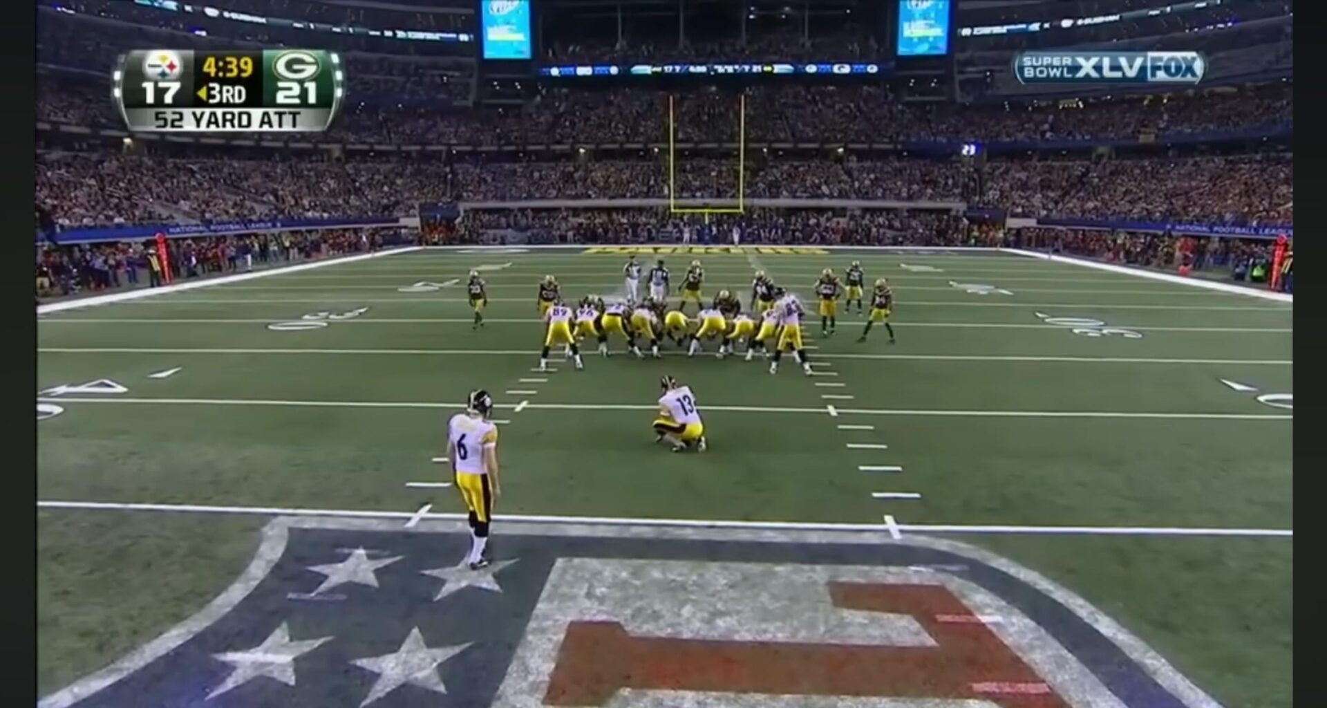 You guys remember that field goal in Super Bowl 45 that Suisham sent into the woods? That was only a 52 yarder.