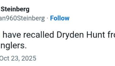 Flames have recalled Dryden Hunt from the AHL Wranglers