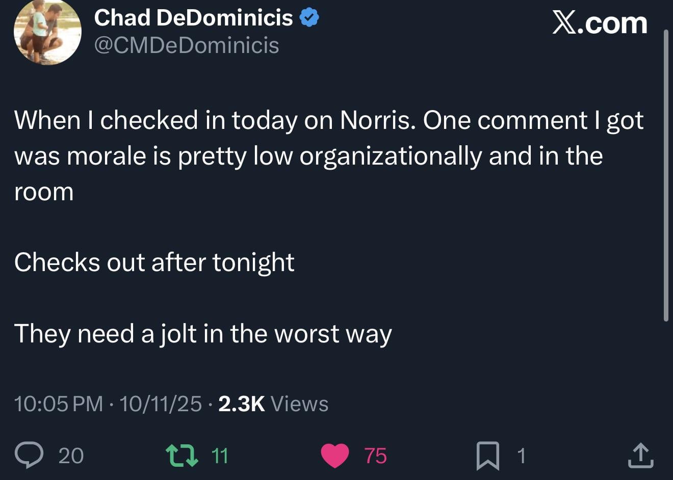 I’m going to lose my fucking mind if these guys are already moping around by GAME FUCKING TWO.