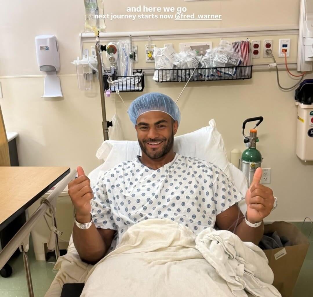 Fred Warner going in for his surgery - via Sydney Warner on Instagram