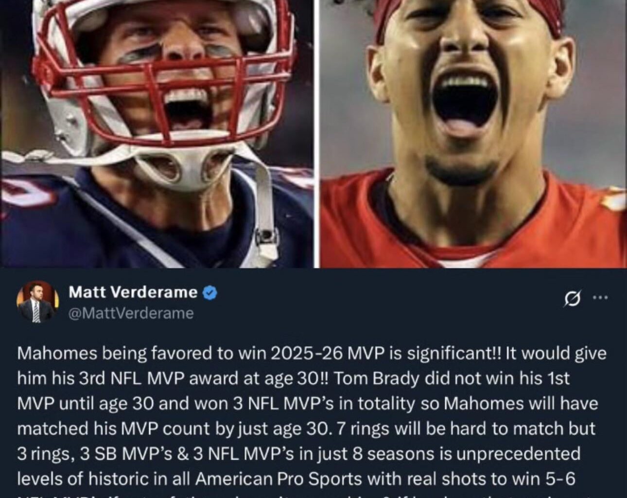 [Verderame] On Significance of Patrick Mahomes being favored & if he wins 3rd NFL MVP
