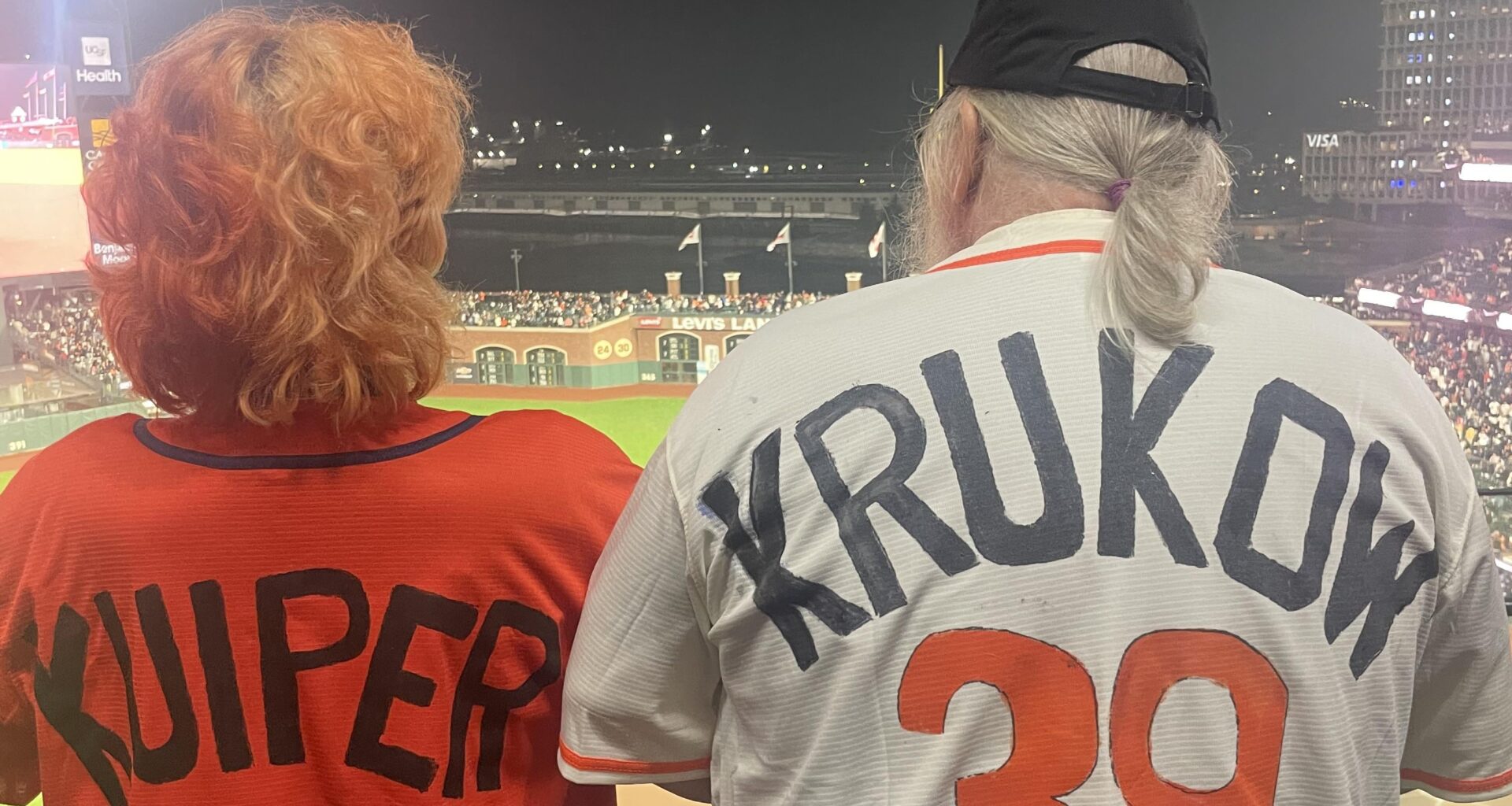 My first baseball game with my dad. The Kruk and Kuip jerseys I ordered didn’t come in time before I flew out, so I had to make some the night before my flight