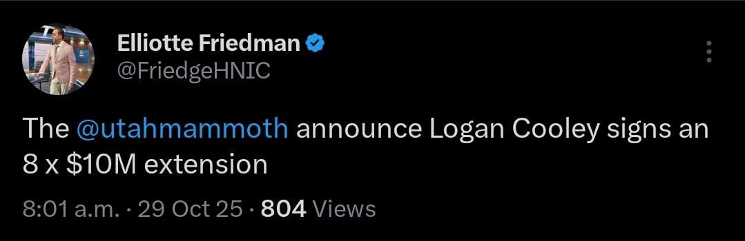 Logan Cooley signs an 8 x $10M extension