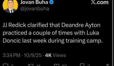 [Buha] JJ Redick clarified that Deandre Ayton practiced a couple of times with Luka Doncic last week during training camp.