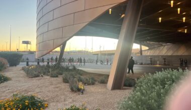 The boys warming up outside.