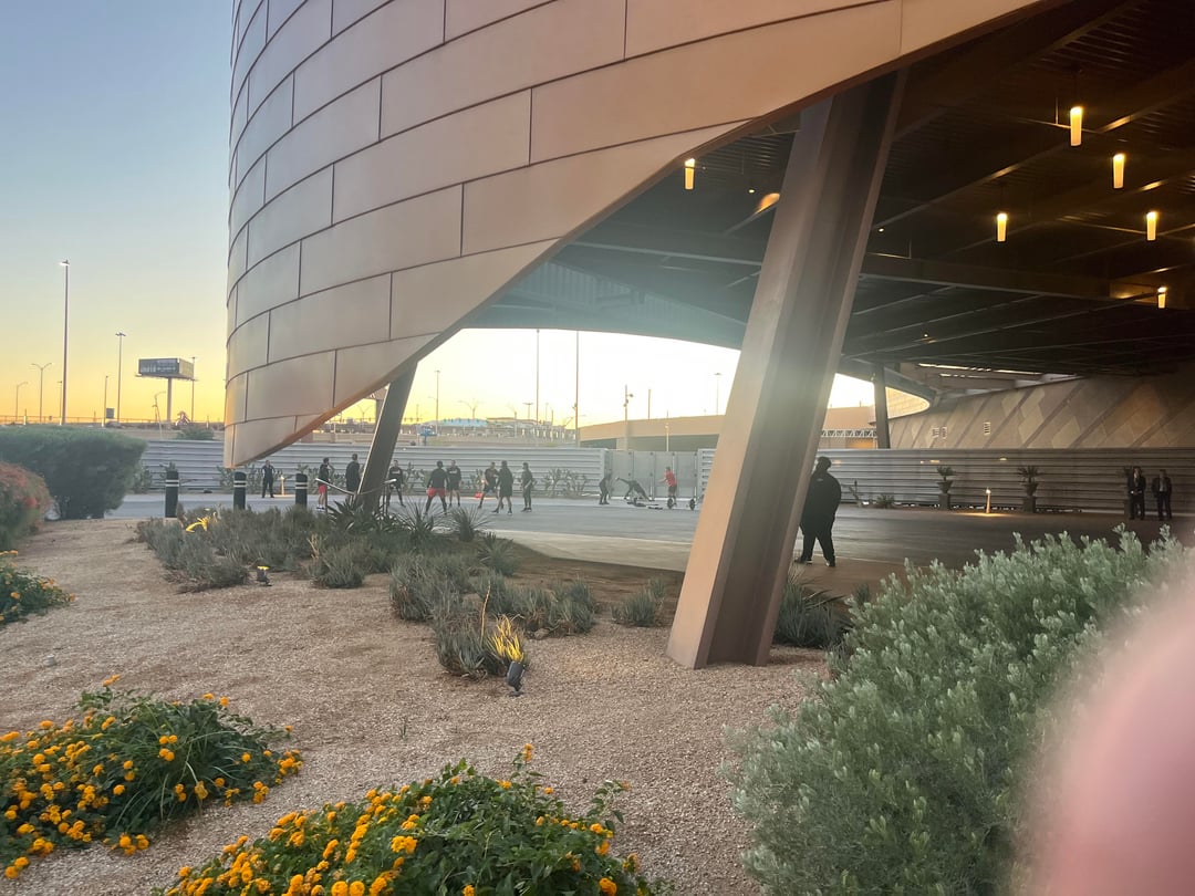 The boys warming up outside.