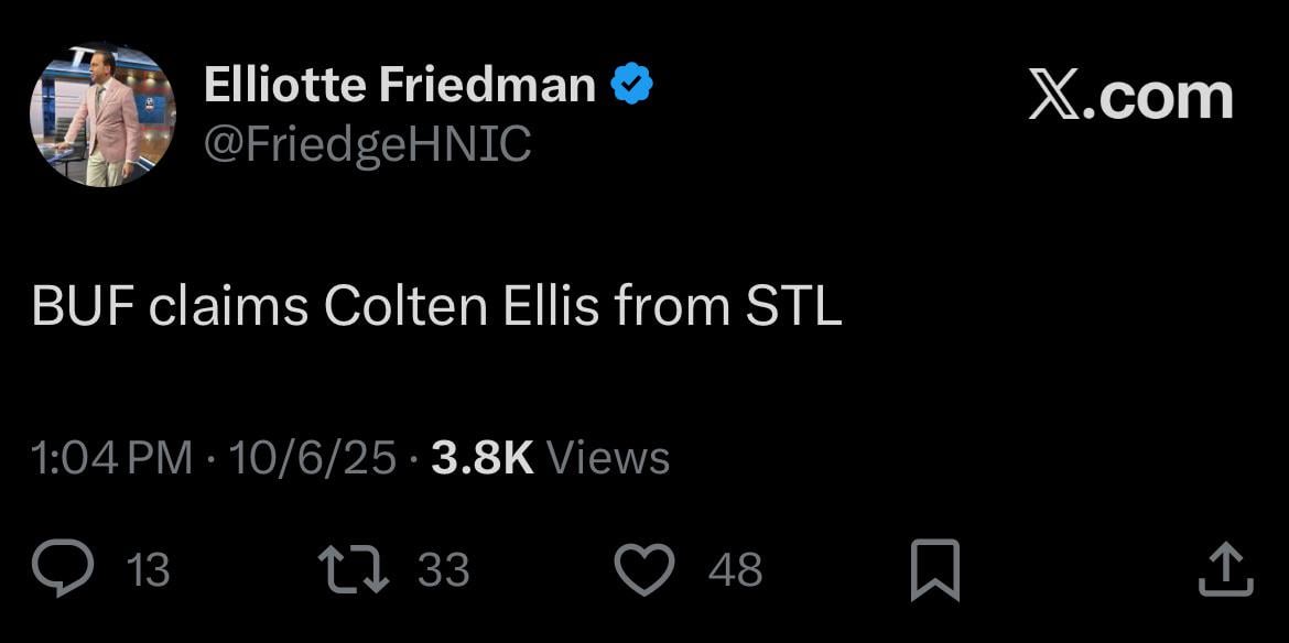 [Friedman] BUF claims Colten Ellis from STL