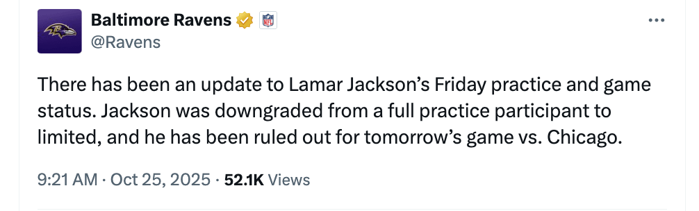 The Ravens flat out LIED on the injury report yesterday. Get 'em Ben.