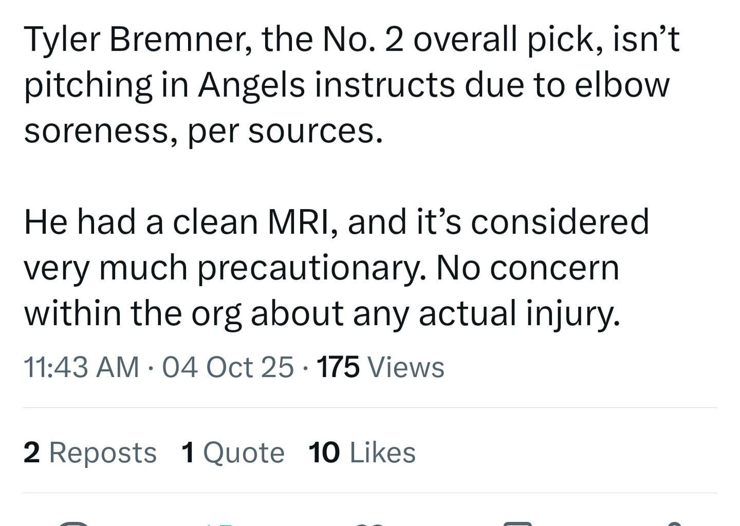 Update on Tyler Bremner